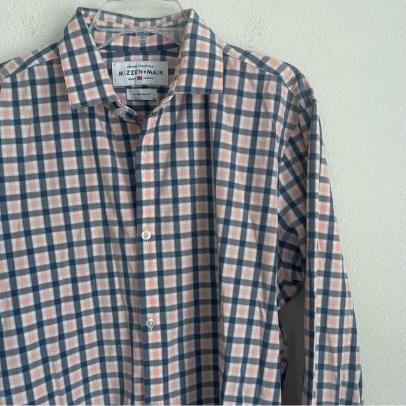 Mizzen Main Leeward Collection Stretch Checks Button Down Long Sleeve Shirt